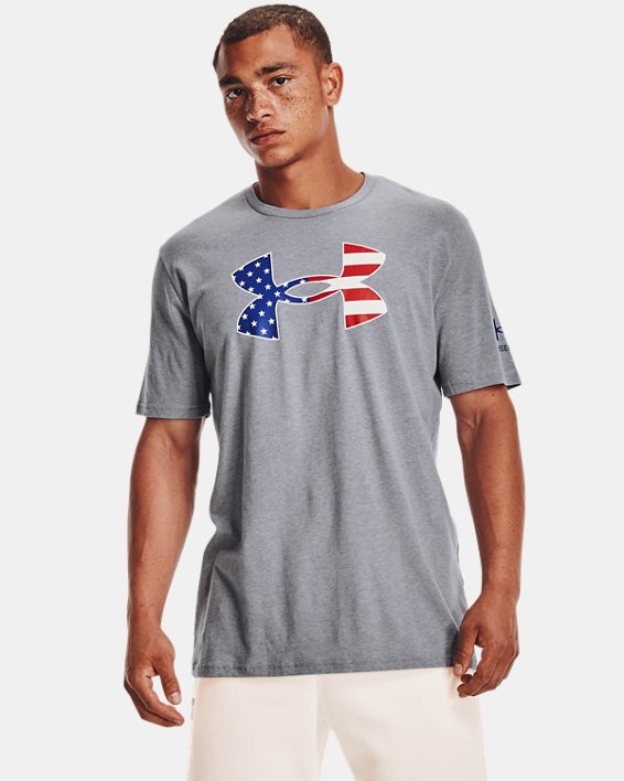 Men's UA Freedom Big Flag Logo T-Shirt, Gray, pdpMainDesktop image number 0